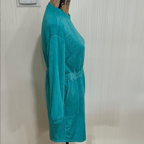 Time and Tru Teal Long Sleeve Sweatshirt Dress - Picture 4 of 7